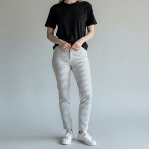 GAP Girlfriend Khaki Pants NWT Women's Sz 14 Railroad Stripe Blue Casual Coastal